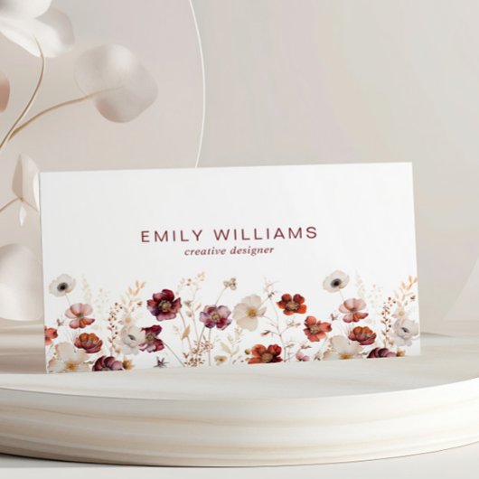 Fall Wildflowers Floral Business Card 名刺