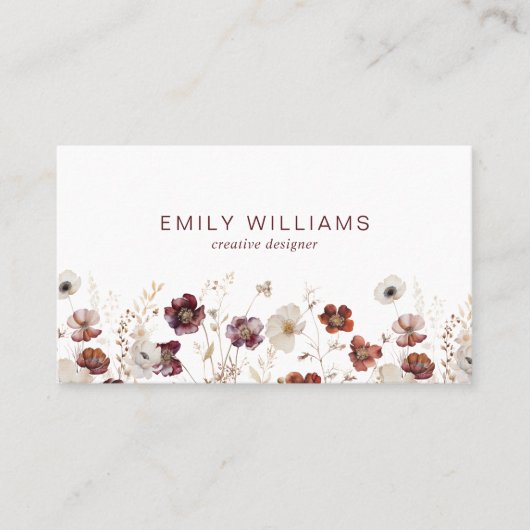 Fall Wildflowers Floral Business Card 名刺 (正面)