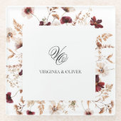 Fall Wildflowers Floral Wedding  ガラスコースター (正面)