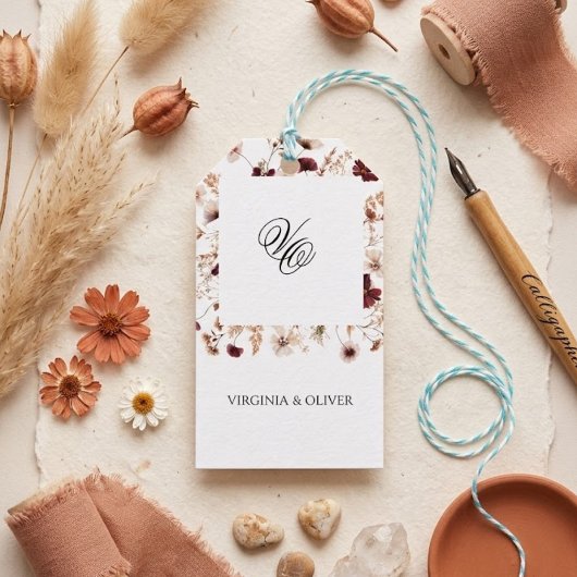 Fall Wildflowers Floral Wedding ギフトタグ