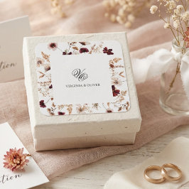 Fall Wildflowers Floral Wedding スクエアシール