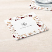Fall Wildflowers Floral Wedding  スクエアペーパーコースター (アングル)