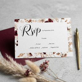 Fall Wildflowers Floral Wedding 出欠カード