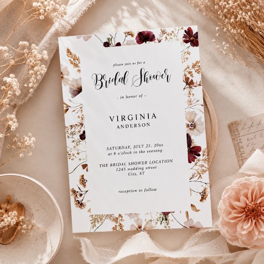 Fall Wildflowers Floral Wedding 招待状