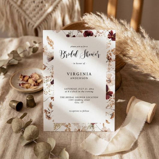 Fall Wildflowers Floral Wedding 招待状