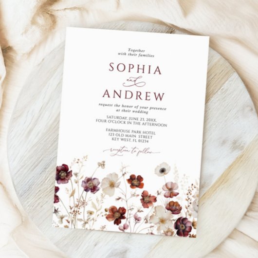 Fall Wildflowers Wedding  招待状