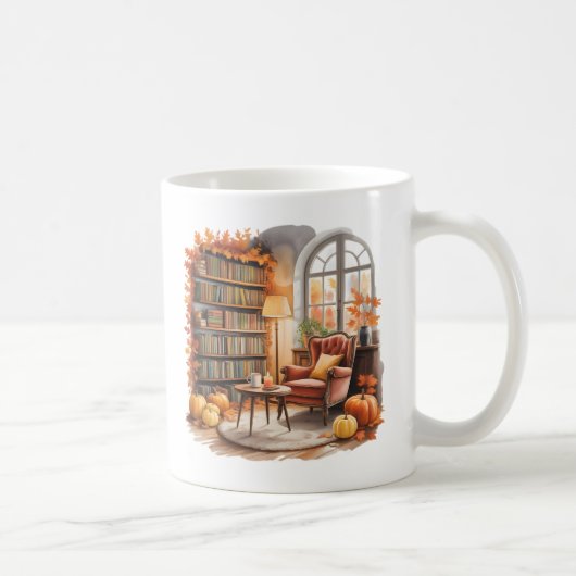 Fall Window Reading Mug — Cozy Chair & Books コーヒーマグカップ (右)