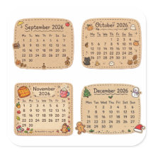 Fall Winter 2026 カレンダーステッカーシート | 9月-12月