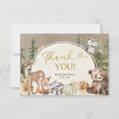 Fall woodland animal pumpkin thank you card サンキューカード (正面)