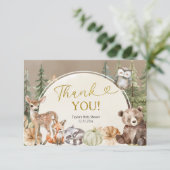Fall woodland animal pumpkin thank you card サンキューカード (スタンド正面)