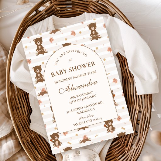 Fall Woodland Animals Baby Shower 招待状