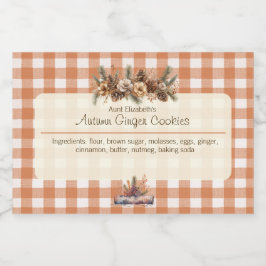 Fall Woodland Greenery Gingham  フードラベル