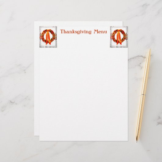 Fall Wreath Thanksgiving Menu (正面/裏面インサイチュ)