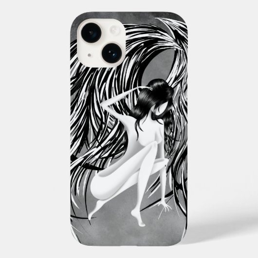 Fallen Angel Grey Monochrome Case-Mate iPhoneケース (裏面)