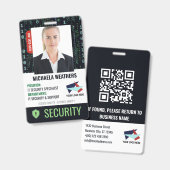 Falling Code Cyber Security Shield Employee ID バッジ (正面＆裏面)