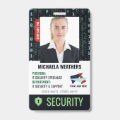Falling Code Cyber Security Shield Employee ID バッジ (正面)