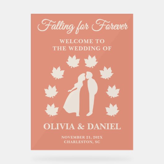  Falling for Forever | Rustic Wedding Welcome アクリルサイン (正面)