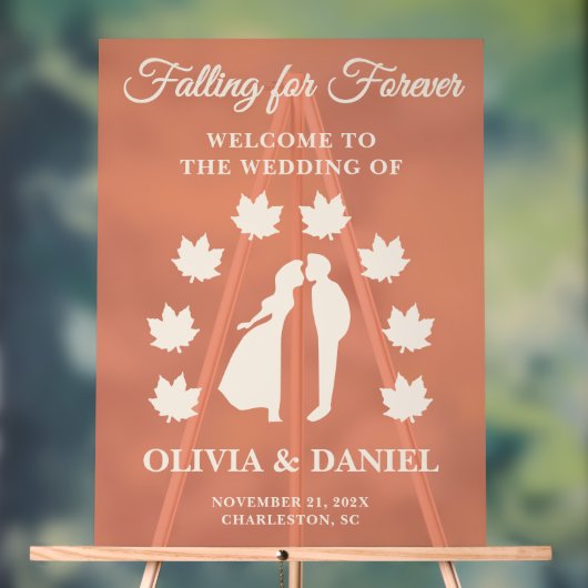  Falling for Forever | Rustic Wedding Welcome アクリルサイン (ニュートラル)
