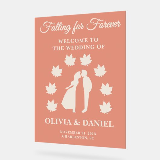  Falling for Forever | Rustic Wedding Welcome アクリルサイン (傾斜)