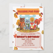 Falling for Fun, Woodland Animal Birthday  招待状 (正面)