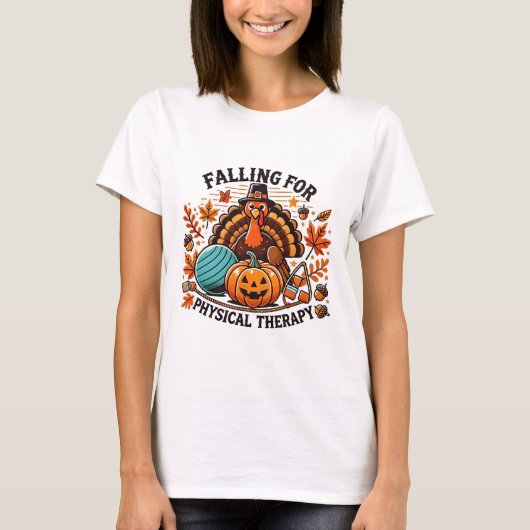 Falling For Physical Therapy Pt Pumpkin Fall Thank Tシャツ (正面)