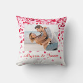Falling Hearts Love Throw Pillow クッション (正面)