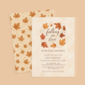 Falling In Love Fall Leaves Baby Shower Invitation 招待状
