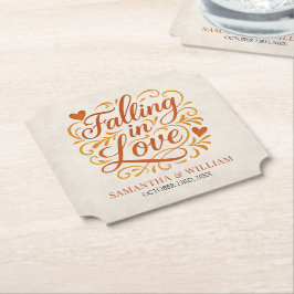 Falling in Love Modern Autumn Wedding  ペーパーコースター