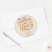 Falling in Love Modern Autumn Wedding  ラウンドシール (封筒)
