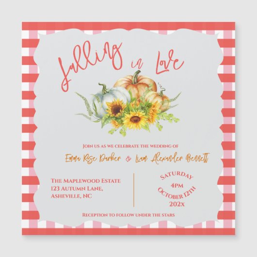 Falling in Love Pumpkins Sunflowers Fall Wedding (正面)