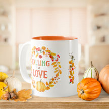 Falling in Love Wreath Autumn Leaves Pumpkin