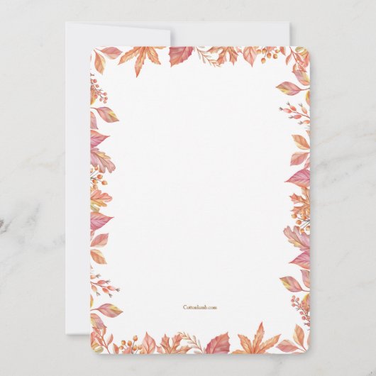 Falling Leaves Frame Photo Birth Announcement  招待状 (裏面)