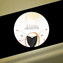 Falling Melody Poetic Watercolor Wedding Sticker ラウンドシール