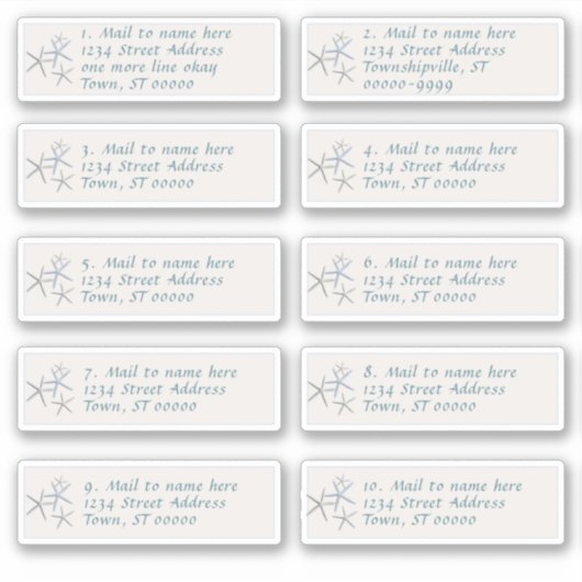 Falling Starfish個々の郵送住所 シール (正面)
