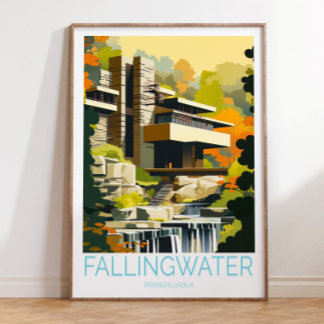 Fallingwater Travel Poster, Pennsylvaniaポスター ポスター