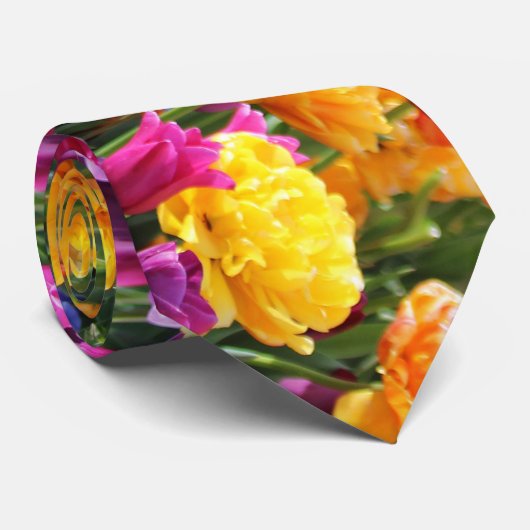 Fallnの日没の花柄の川 ネクタイ (ロール)