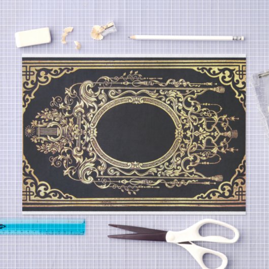 Fallnの華美な金ゴールドフレーム(モノグラムのために完成して下さい!) 薄葉紙 (クラフト)