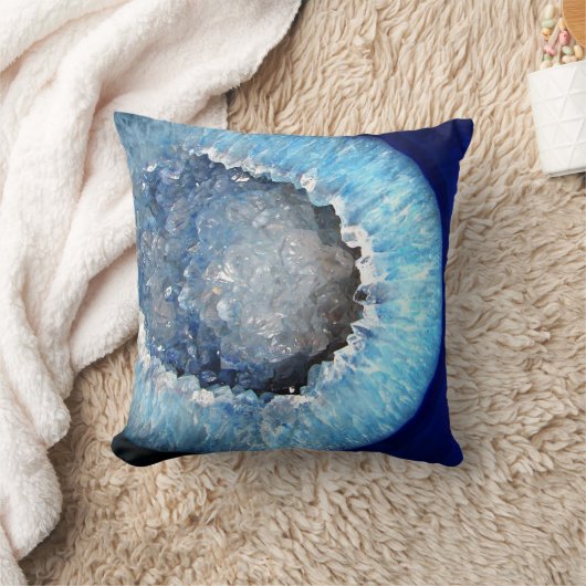 Falln青い水晶Geode クッション (ブランケット)