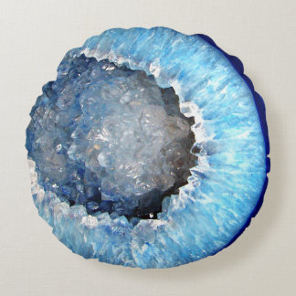 Falln青い水晶Geode ラウンドクッション