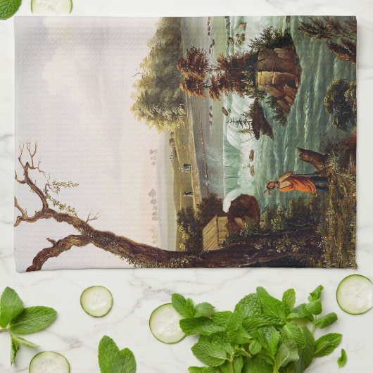 Falls of Saint Anthony by Henry Lewis キッチンタオル (折り畳み)