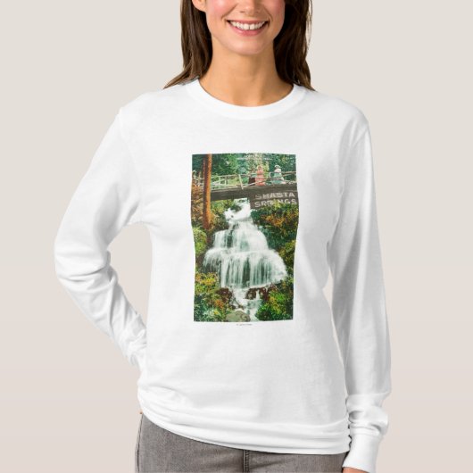 FallsShastaのより低い春の眺め、カリフォルニア Tシャツ (正面)