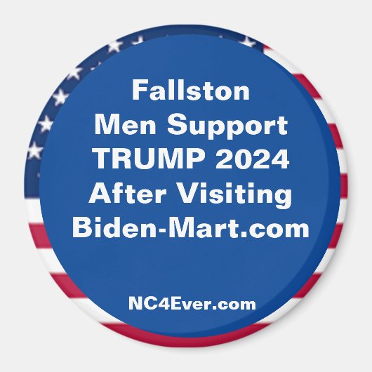 Fallston MenがTRUMP 2024をサポート冷蔵庫後 マグネット (正面)