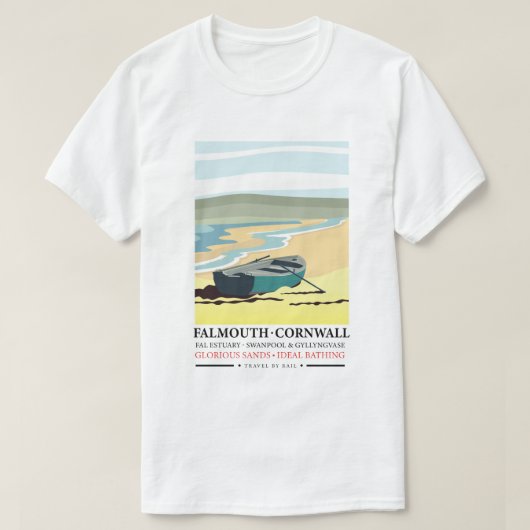 Falmouth Cornwall旅行ポスター Tシャツ (デザイン正面)