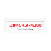 Falschmeldung Aufkleber  ラベル (正面)