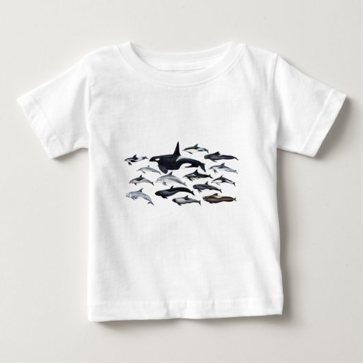 Familia de los delfines:orcas、delfines、marsopas ベビーTシャツ (正面)