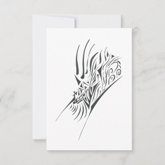 Familiar Black White Abstract Tribal Tattoo Art サンキューカード (正面)