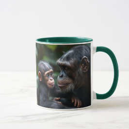 Famille chimpanzés : une maman singe et son bébé. マグカップ