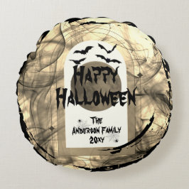 Familly Photo Keepsake Spooky Happy Halloween ラウンドクッション