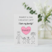 FAMILYは素晴らしギフトかわいい ポストカード (スタンド正面)