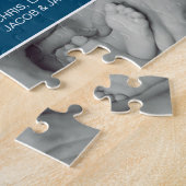 FAMILYパーソナライズされた写真青いブロック ジグソーパズル (側面)